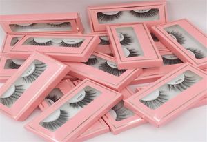 Pink Paper Box 3D Lashes Dramatiska veganfransar Makeup False Eyelashes Lash Extensions 3D Syntetiska fransar8539327