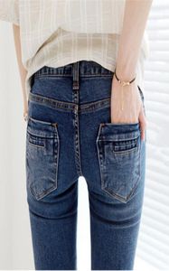 Neue Mode Frauen Langblau schwarze Jeans lässig Jeanshose schlanker Bleistifthosen dehnbarer Jeans8208409