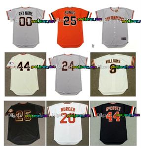 Gerileme Beyzbol Willie Mays Beyzbol Formaları SF Barry Bonds Willie McCovey J.T. Kar Clark Kevin Mitchell Duane Kuiper Lemaster 9 Matt Williams Retro Good