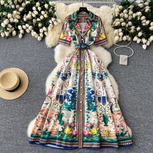 Letnie sukienki swobodne kobiety 2024 moda bohemian długie sukienki wakacje elegancki seksowny pasek cytrynowy nadruk plus size