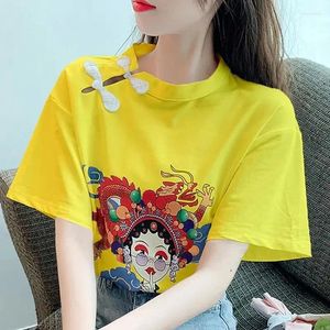 Koszulki damskie T-shirt z krótkim rękawem Summer 2024 w stylu chińskim ubrani