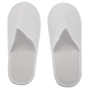 Slippers Disposable 12 Pairs Closed Toe Fit Size For Men And Women El Spa Guest Used (White)