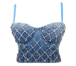 HANWILDER Cowboy beaded crop top bra camisole vest body sculpting Lingerie performance short cropped umbilical female dance clothi9026330