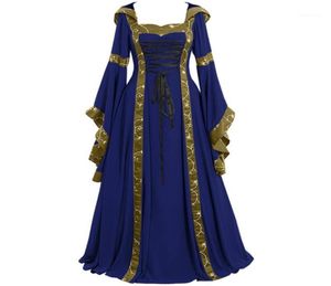 Vestidos casuais vestido de verão de tamanho grande 2021 Vintage Celta Medieval Length Comning Renaissance Cosplay Gothic Robe Femme15252008