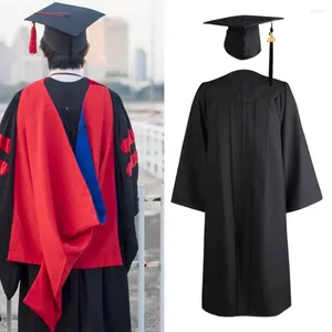 Kläderuppsättningar 1 Set Graduation Gown Hat Tassel Zipper V Neck Loose 2024 High School Bachelor Academic Dress Student Supplies