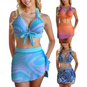 Costume da bagno da bagno femminile per donne che radunano sexy mesh tre top reggiseni sportivi bikini separati