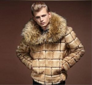 Kaleb Mens Luxo Faux Fur Inverno Big Sur Colar Slim Fit Casaco Casual Casual Casual Lenga de Hip Length Outwear Overs Coat8758245