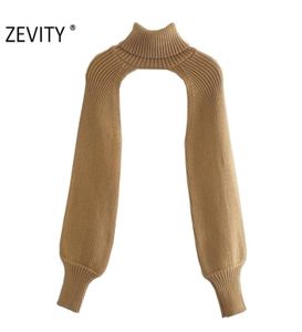 Zevity Women Turtleneck Collar Long sleeve Knitting Sweater Femme Chic design Casual Pullovers High Street Ladies Tops S434 2110142177140