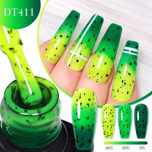Möt över 7 ml grönt äggskal termisk gel nagellack 3 lager färg förändrade uv lack glitter semi permanent naglar konst 240510