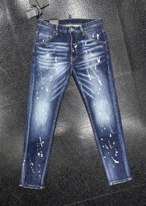 2024 Nuovi uomini jeans Hole Hole Grey scuro blu scuro marchio uomo pantaloni lunghi pantaloni pantaloni streetwear denim snello sottili motociclisti dritti per dr di alta qualità 28-38 size ds d 9912
