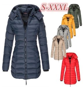 여성 패션 겨울 옷 코트 후드가있는 칼라 면화 된 중간 길이 눈 코트 여성 슬림 착용 파카 따뜻한 두꺼운 아웃웨어 8476620