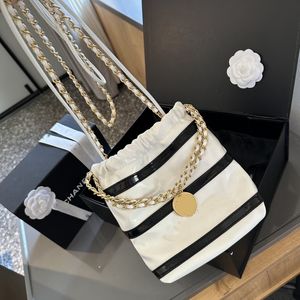 Luksusowa designerska torba w paski mini śmieciowa torba 22SS Patchwork Braided Chain Bag Crossbody Worka Pull