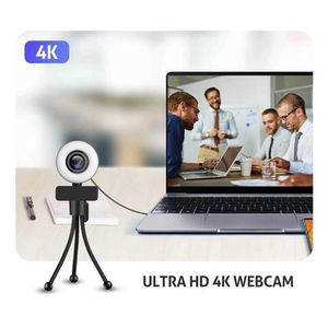 Webcams New 4K network camera 2K full HD network camera with microphone LED fill light USB network camera rotatable suitable for PC and laptop J2405