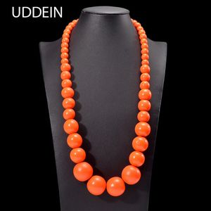 UDDEIN Bohemian Orange Big Round Long Wood Necklace Pendent Handmade Chain Link Necklace For Women Bib Beads Party Jewelry 240518