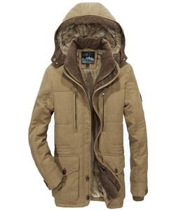 Winter Coat Fleece Warm Thicken Jacket Men Ytterkläder Vindtäta Casual Coats med huva Mens plus storlek 6xl 7xl Parkas3564136