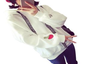 Harajuku hooded hoodies kvinnor broderi dragsko rosa tjej huva tröjor mode söta tröjor moletom whiteblack z46843543