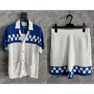 24SS Casablanc Designer Knitted Shorts Nowa modna marka Checkered Jacquard Men and Women Fashion Fashion Oddychalność swobodna dzianina Karbuty Suit Casa blanca