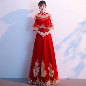 Vestido étnico vestido de borla tradicional noiva chinesa noiva xiuhe temperamento elegante Cheongsam Mulheres Vintage Qipao Roupas de torradas