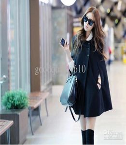 Mulheres elegantes pretas Poncho Cak Cape Batwing Hoody Capely Jacket Sweater Outwear2308610