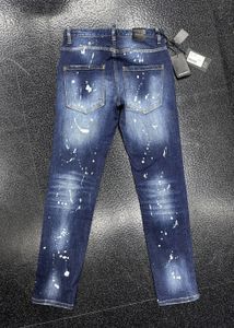 2024 Nya män jeans hål ljusblå mörkgrå Italien varumärke man långa byxor byxor streetwear denim mager smal rak cyklist jean för d toppkvalitet 28-38 storlek ds d 99120