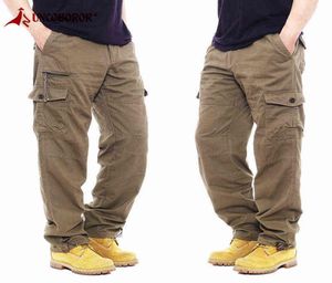 Wojskowe spodnie ładunkowe Mężczyźni Casual Cotton Multi Pockets Lose workowate spodnie taktyczne Streetwear Army Prosty spodnie długie spodnie H1223665239
