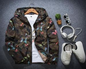 Мужские повседневные камуфляжную куртку с капюшоном новая осенняя одежда для припечатки бабочки Men039s