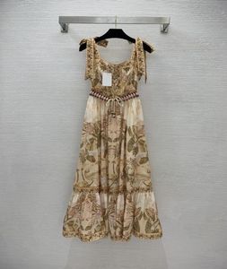 2022 lian fashion brand high-end custom cotton linen fabric suspender dress3635589