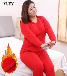 Plus Large Size Women Cotton Stretchy Thermals Thermal Underwear Set Warm Thick Underwear Female Long Winter Clothing 6XL velvet9430486