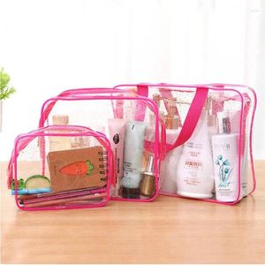 Förvaringspåsar 3st/set transparent PVC Make Up Pouch Wash Travel Organizer Clear Makeup Bag Cosmetic Beauty Case toalettety