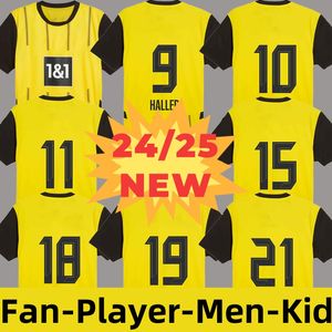 24/25 Reus 팬 플레이어 버전 Mens Kids Football Kits Home Away Away Away Jerseys Haller 축구 셔츠 Moukoko Sancho Brandt Hummels Reyna Football Jerseys