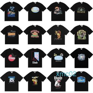 Amerikanskt modemärke nischdesign Rhude Short Sleeved Men and Womens Par Ins High Street Loose T-Shirt Spring/Summer Half E7VH