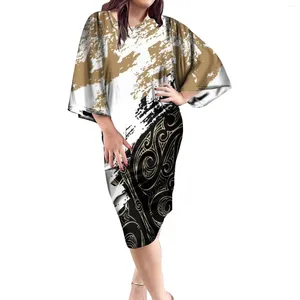 Partykleider verkaufen Frauen mit kurzem Ärmelkleid polynesischer Hawaiian Custom Logo 7xl Langer Rock Schmetterling