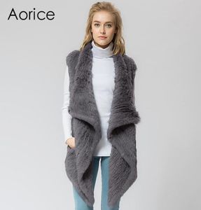 Pudi VR024 Knitted knit new real rabbit fur vest overcoat jacket women039s winter warm plus size9545685