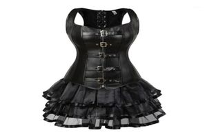 Steampunk Schnürpeak -up Rücken Taillen -Trainer Body Shaper Schnalle Bustier Overbust Corsett Kleid Faux Leder Korsetts Minirock Tutu plus Bu2420971