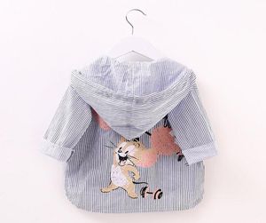 Nya produkter strip tecknad djur solskydd jacka sommar baby skjorta flickor hoodies barn vattentät vindbrytare barn tyg3294313