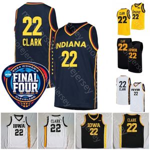 2024 Finale Four Jerseys 4 Women College Indiana Caitlin Clark Basketball Iowa Hawkeyes 22 Jersey NCAA Schwarze weiße weiße Gelbe Navy Männer Jugendgröße S-3xl