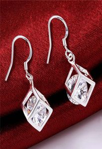 Cube white stone sterling silver plated earrings size 30CM11CM DMSE583 gift 925 silver Plate earring Dangle Chandelier7143292