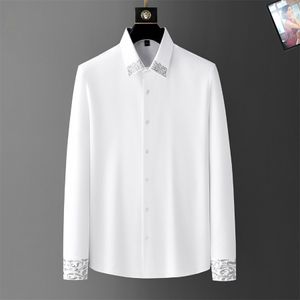メンズシャツトップホース刺繍ブラウス長袖のソリッドカラースリムフィットカジュアルビジネス服の長袖シャツZ33