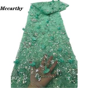 McCarthy Green Flores 3D Flores francesas Nigerianas Laces Laces Tecidos de alta qualidade Tulle Africano Laces Fabric Wedding 240511