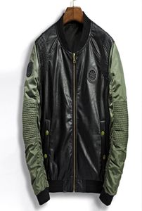 Giacca bomber in pelle WOLENENS FASHIT PATCHWORK CASTA CHUAVING BOMBER PILOT PILOT FAUX PU MOTORE MOTORE MOTORE MA1372152