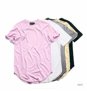 7 cores camiseta masculina estilos de rua estendidos roupas masculas bainha curva de linha longa camisetas de hip hop urbano em branco as camisetas básicas 05ez