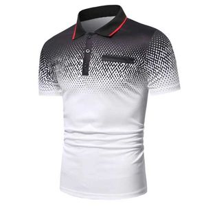 남자 티셔츠 남성 여름 세련된 슬림 한 슬림 한 짧은 슬림 폴로 셔츠 남성 캐주얼 스포츠 가짜 포켓 골프 폴로 셔츠. J240515