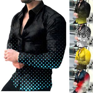 Длинная новая рубашка с градиентом Men Men Mans Fashion Printed Hirt