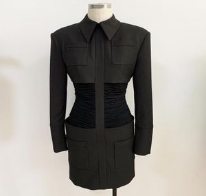 Premium nowa najwyższej jakości oryginalna konstrukcja Women039s Czarna sukienka podkładki na ramię Slim Fit Pakiet Hip Ramię podkładki plisowane 8620440