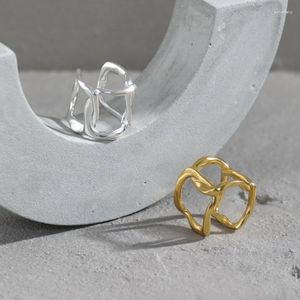 Backs Earrings S925 Sterling Silver Clip For Without Ear Hole Geometric Square Design Hollow Texture Fashion Jewelry Lady