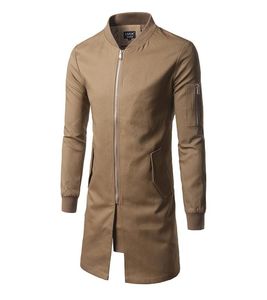 Windbreaker Men039s Slim Midlength Solid Color Stand Collar Windbreaker Personality Youth coat Sleeve Zipper Decorative Coat8341567