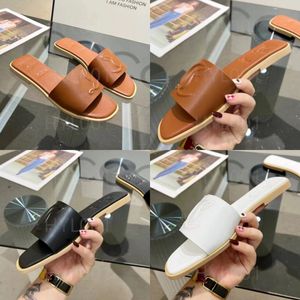 Flat Nappa leather Designer Mules Women Slippers Sandals Chile Slippers Woman Beach Flip Flops Woody Embossed Leather Slides Mules Canvas Women Outdoor