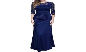 Elegant Mermaid Black Lace Long Evening Dresses Three Quarter Sleeve Lace Applique Robe De Soiree Longue Formal Evening Gown LJ2012978216