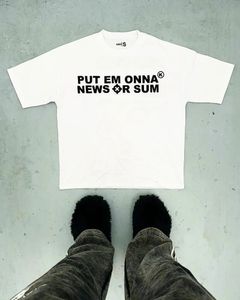 Street American Hip Hop Vintage Machine Gun Alphabet Print överdimensionerad tshirt för män Y2K HARAJUKU Fashion Goth Style Shirt 240518