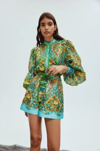 Designer 2024 Summer New Print Casual Set Loose Versatile Shirt+High Waist Shorts